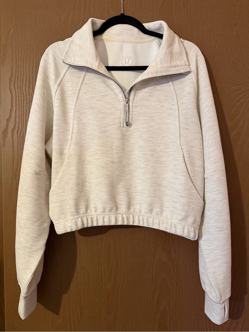Lululemon Scuba Cropped Half-Zip Funnel Neck Waffle in Heathered Core